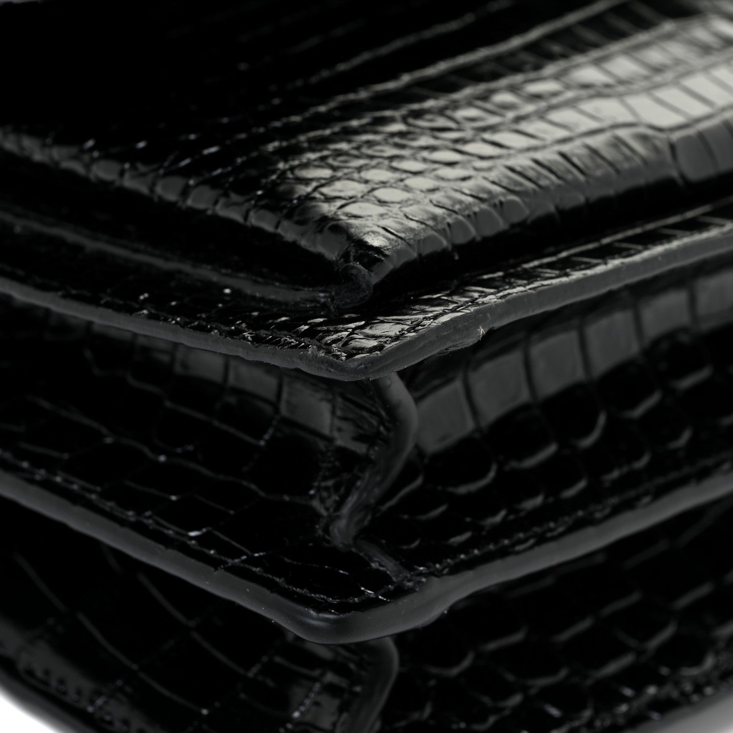 Saint Laurent Calfskin Crocodile Embossed Medium Monogram Sunset Black 15 of 16