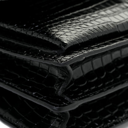 Saint Laurent Calfskin Crocodile Embossed Medium Monogram Sunset Black 15 of 16