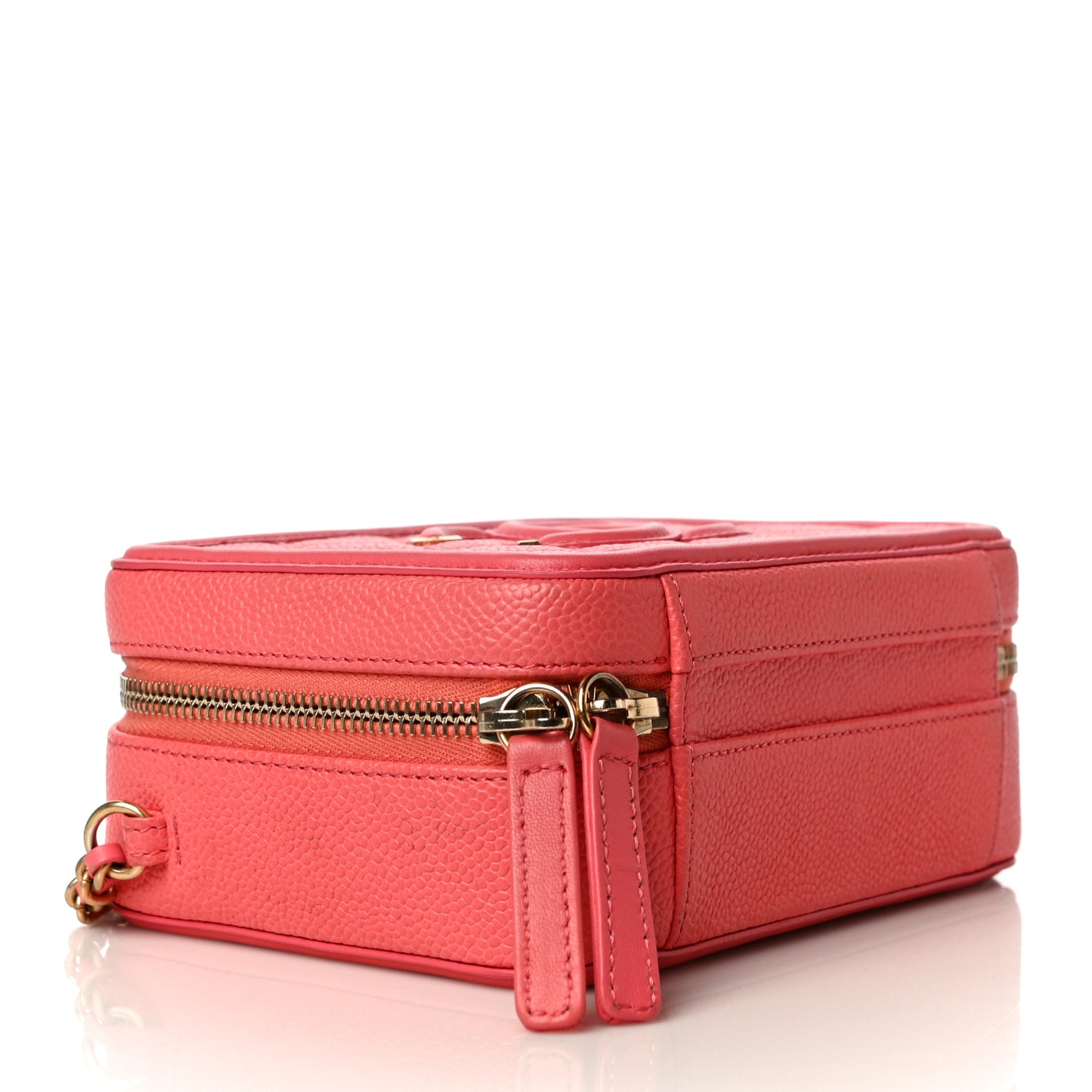 Caviar Quilted Small CC Filigree Vanity Case Coral
