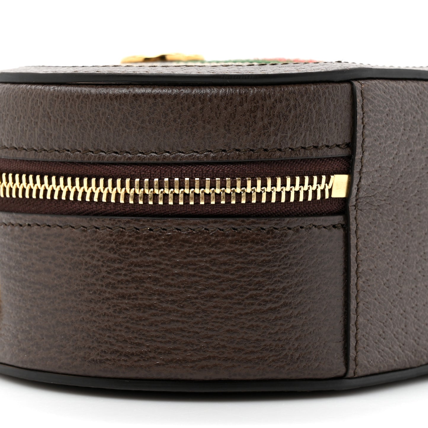 GG Supreme Monogram Top Handle Web Mini Ophidia Round Shoulder Bag Brown