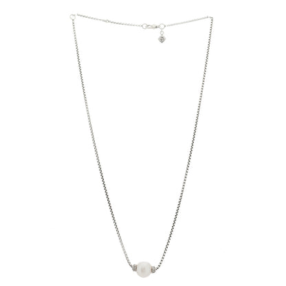 David Yurman Sterling Silver Cultured Pearl Diamond 9.5-10mm Pendant Necklace 3 of 5