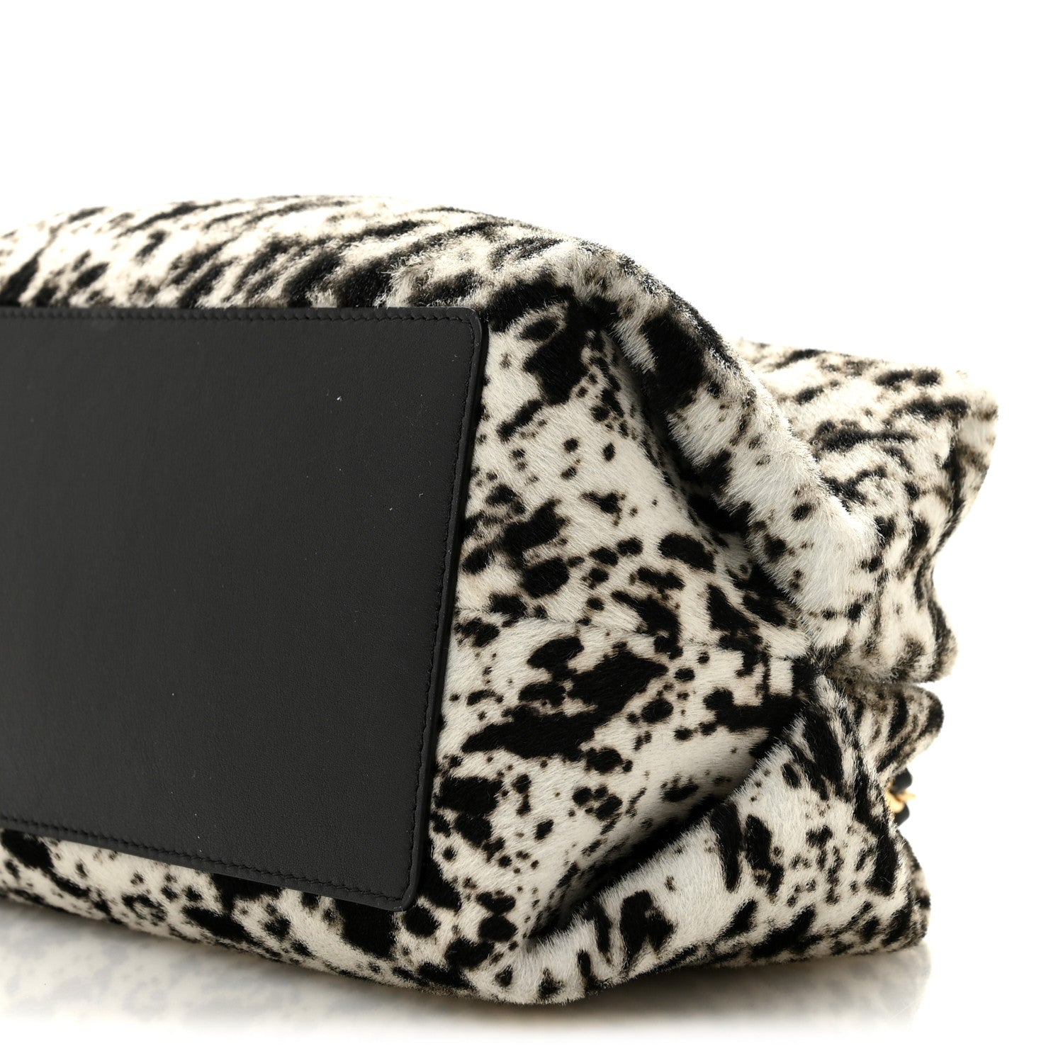 Chanel Lambskin Pony Hair Printed Clutch With Chain Black White 9 of 10