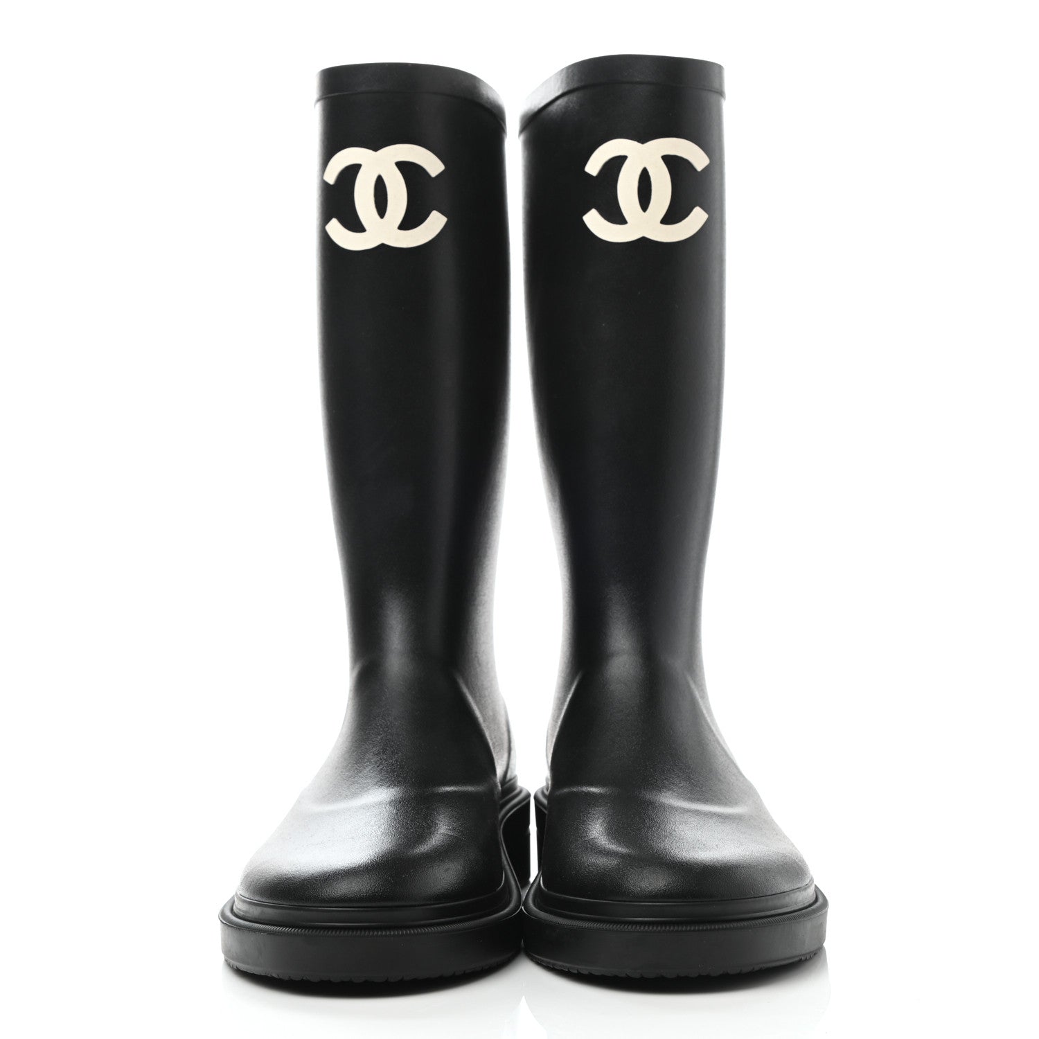 Chanel Caoutchouk CC High Boots 37 Black 2 of 8