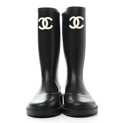 Chanel Caoutchouk CC High Boots 37 Black 2 of 8