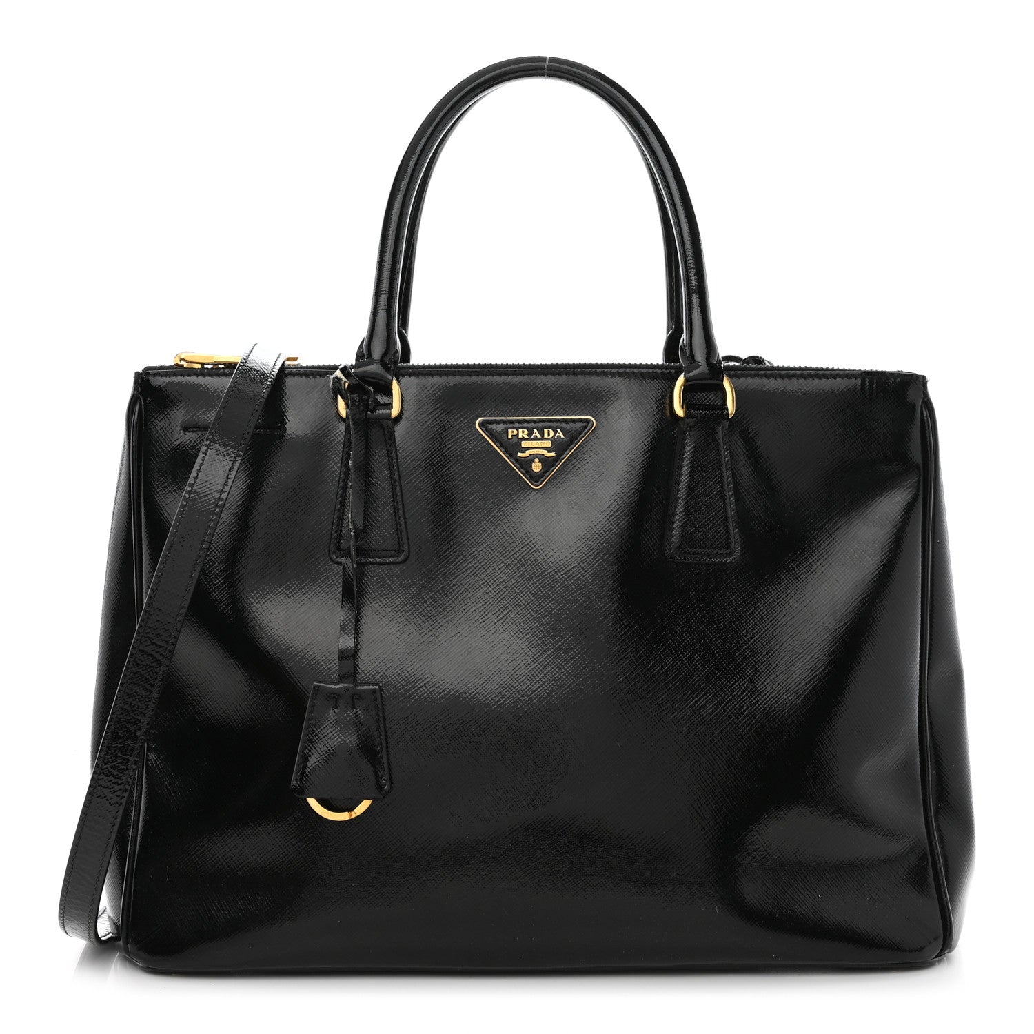 Prada Saffiano Vernice Medium Galleria Double Zip Tote Black 1 of 17
