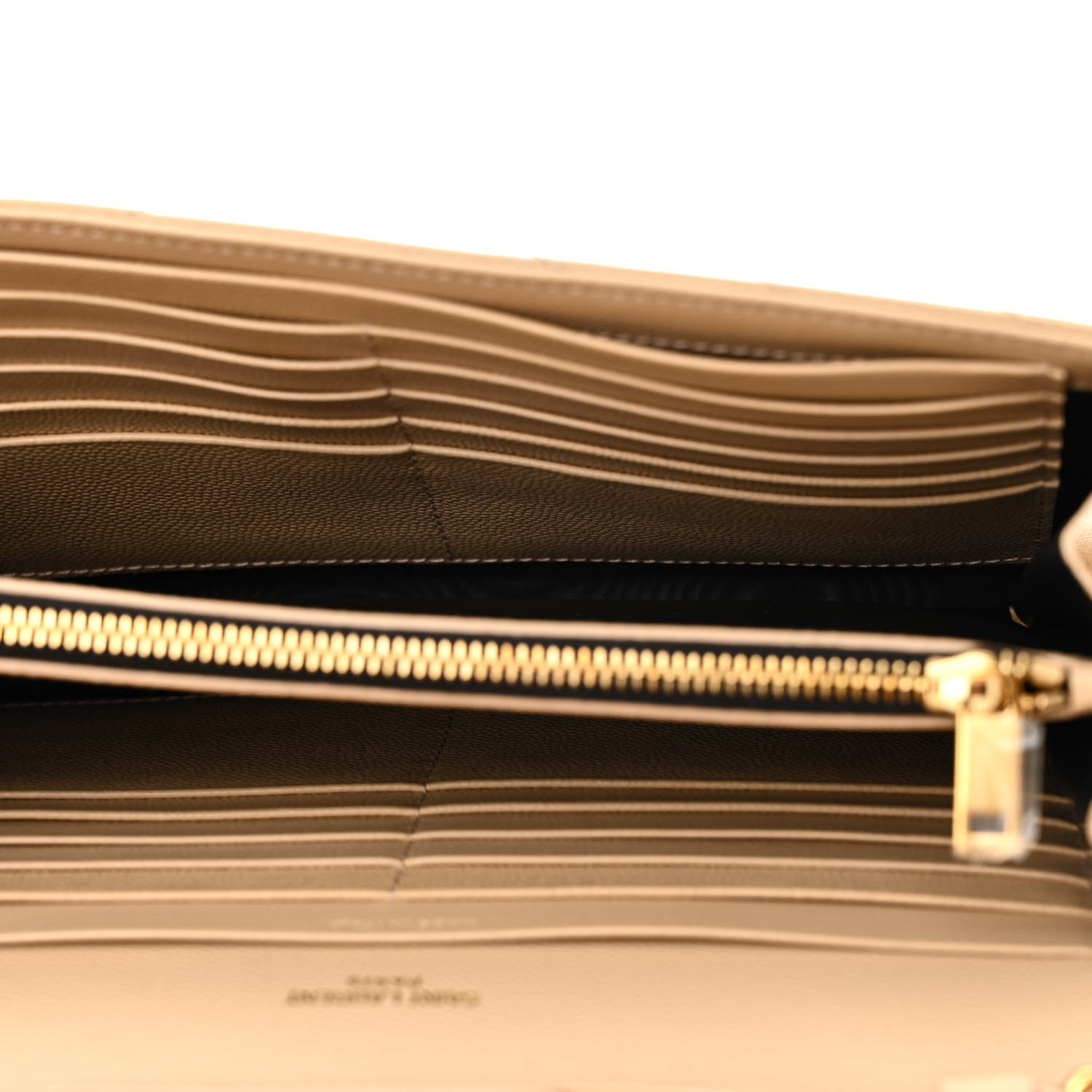 Saint Laurent Grain De Poudre Matelasse Chevron Monogram Chain Wallet Dark Beige 5 of 11