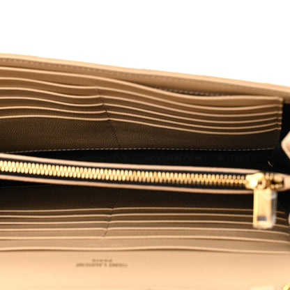 Saint Laurent Grain De Poudre Matelasse Chevron Monogram Chain Wallet Dark Beige 5 of 11