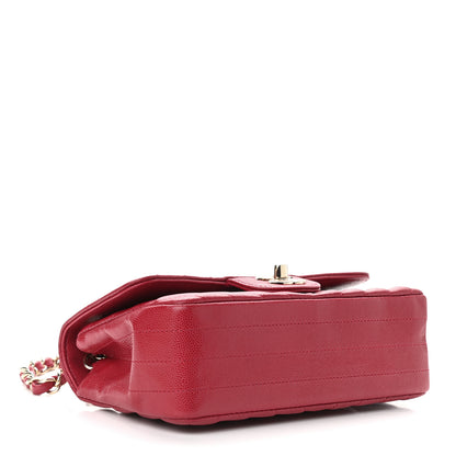 Chanel Caviar Chevron Quilted Mini Rectangular Flap Dark Red 4 of 9