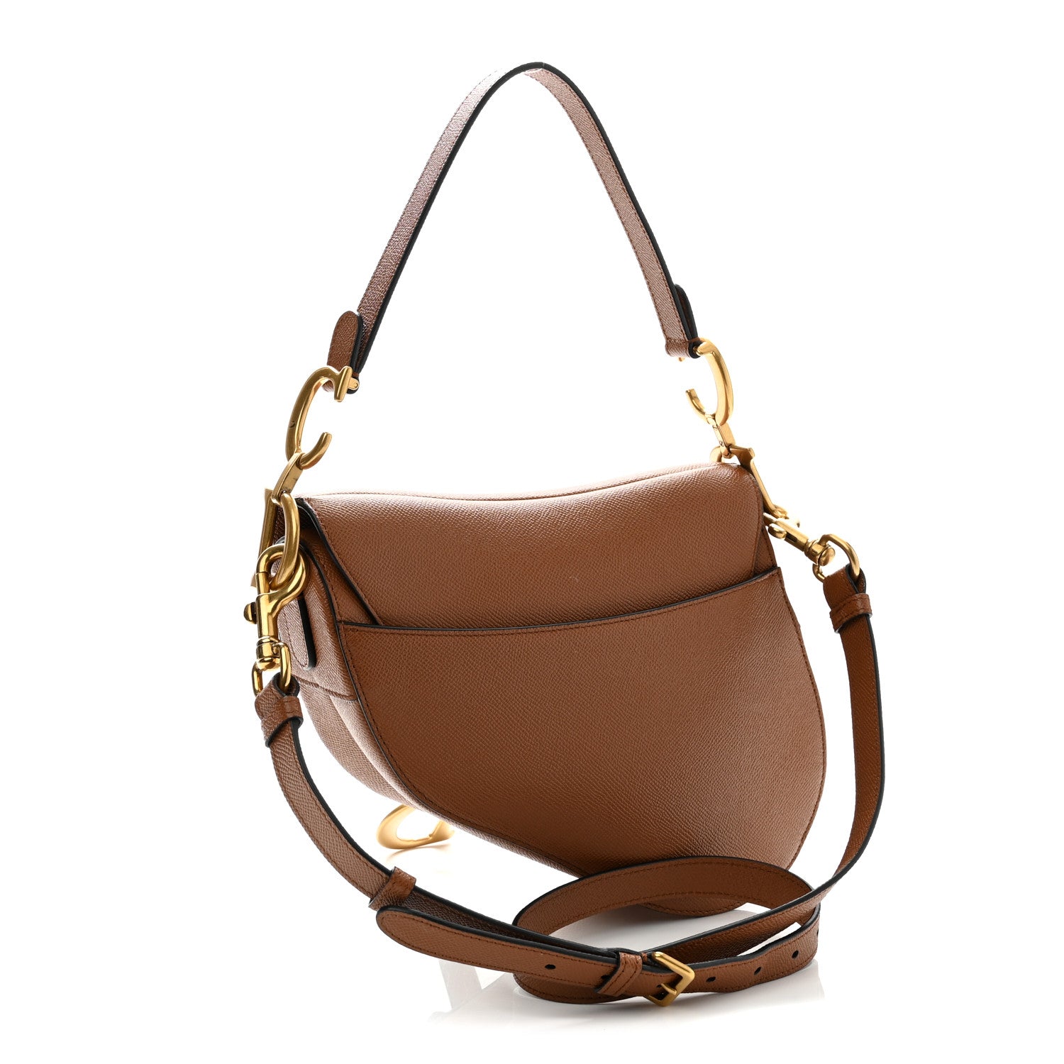 Christian Dior Grained Calfskin Saddle Bag With Strap Golden Saddle 3 of 10