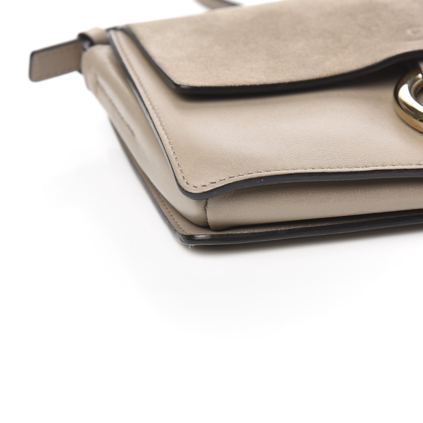 Suede Calfskin Small Faye Shoulder Bag Motty Grey