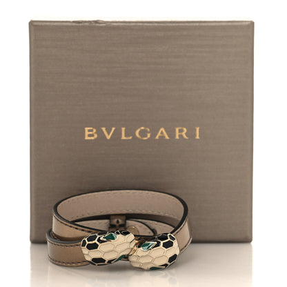 Bulgari Metallic Calfskin Serpenti Forever Double Coil Bracelet S Antique Bronze 6 of 6