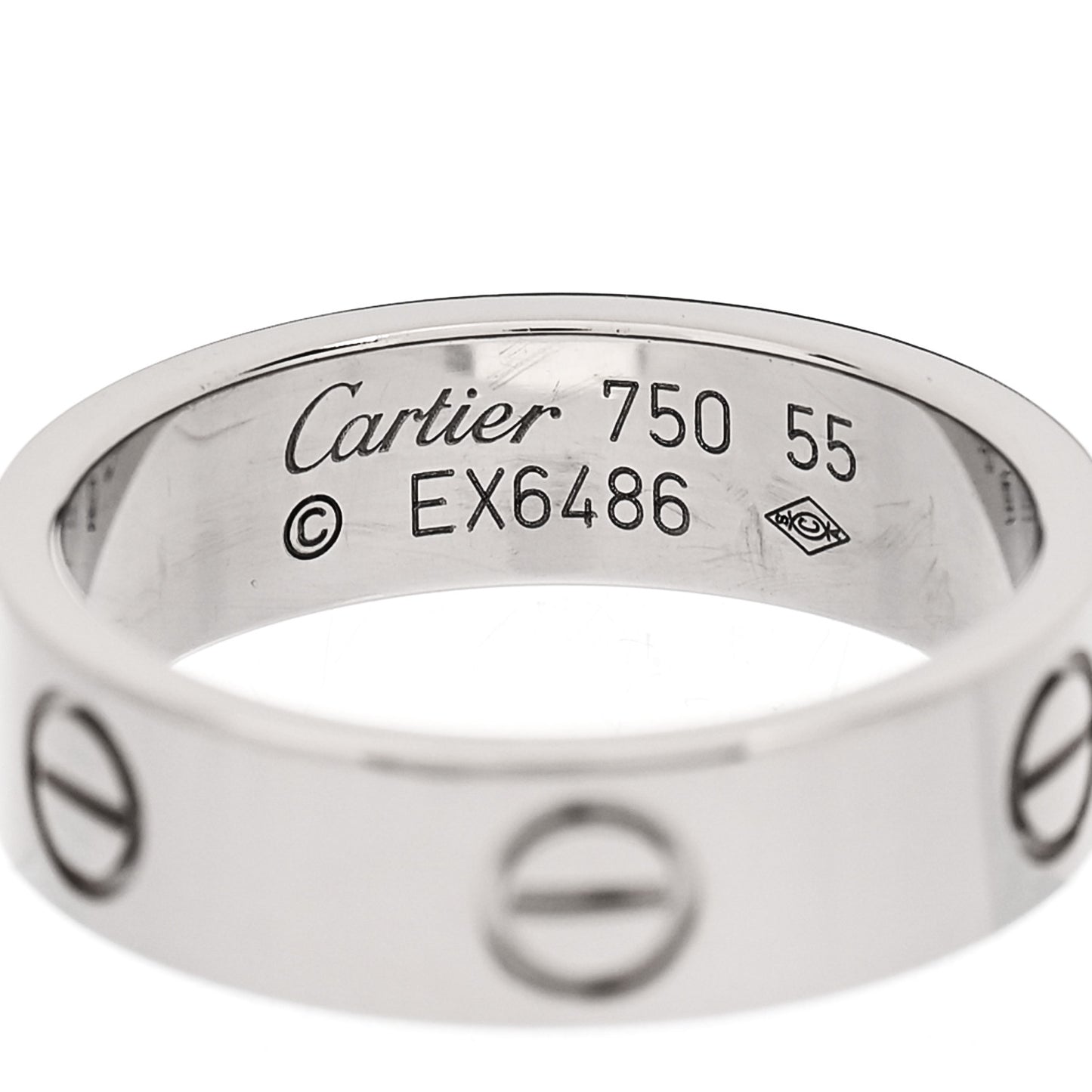 18K White Gold 5.5mm LOVE Ring 55 7.25