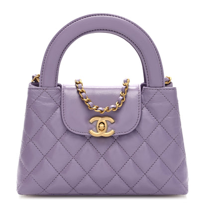 Chanel Shiny Aged Calfskin Quilted Nano Kelly Shopper Lilac 1 of 9