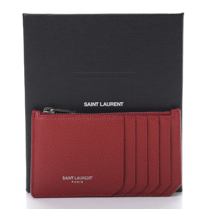 Saint Laurent Calfskin 5 Fragments Zip Card Case Red 8 of 8