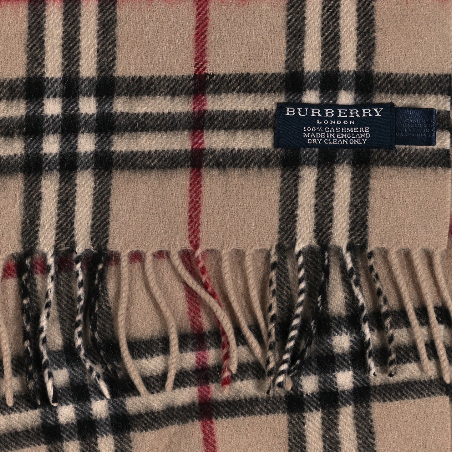 Cashmere House Check Fringe Scarf Camel