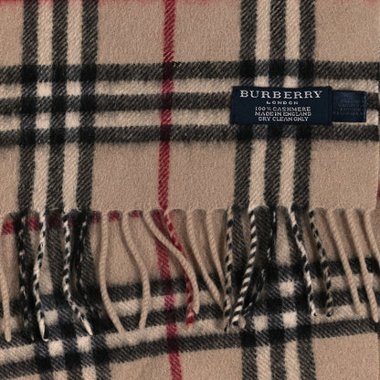 Burberry Cashmere House Check Fringe Scarf Camel 3 of 3