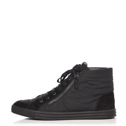 Chanel Canvas Suede Calfskin Zipped Sneakers 42 Black 1 of 10