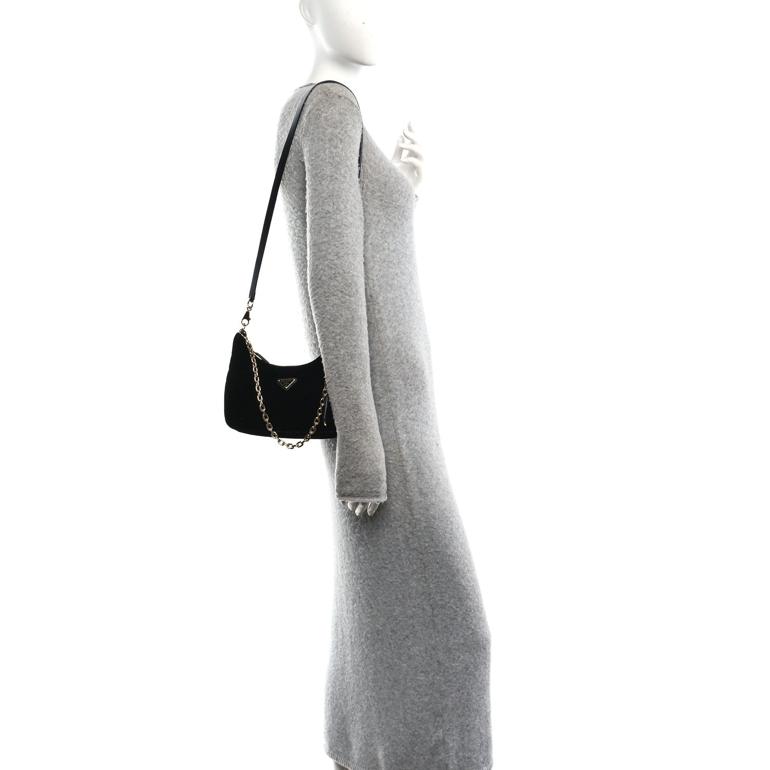 Prada Velvet Nappa Mini Re-Edition Shoulder Bag Black 2 of 10