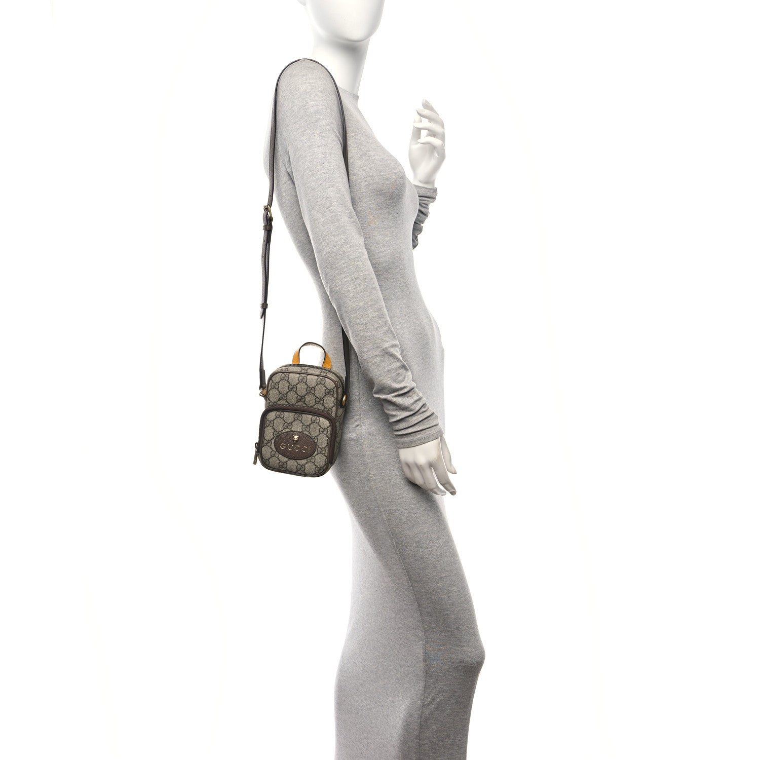 Gucci GG Supreme Monogram Mini Neo Vintage Double Zip Messenger Bag Beige New Acero Crop 2 of 10