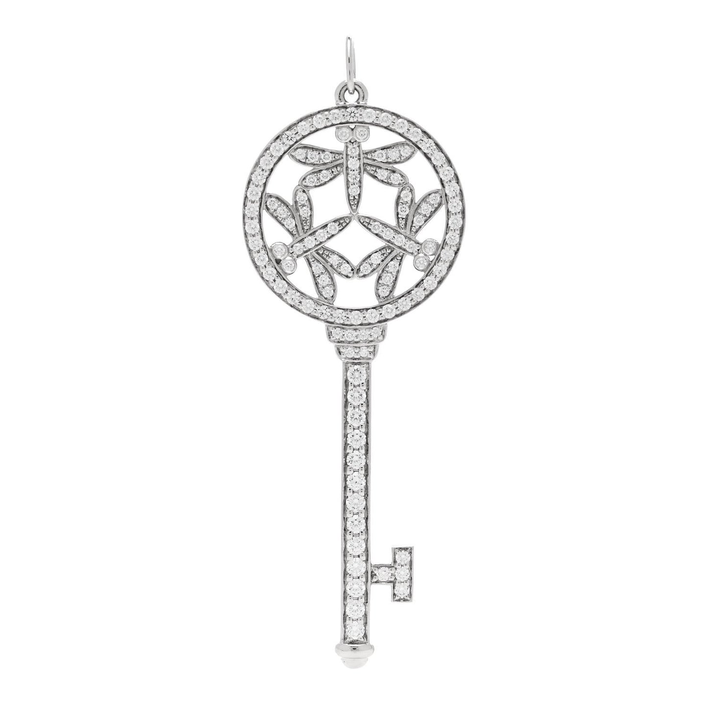Platinum Diamond Large Dragonfly Key Pendant
