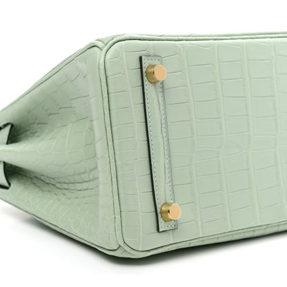 Hermes Matte Alligator Birkin 25 Vert D'eau 8 of 10