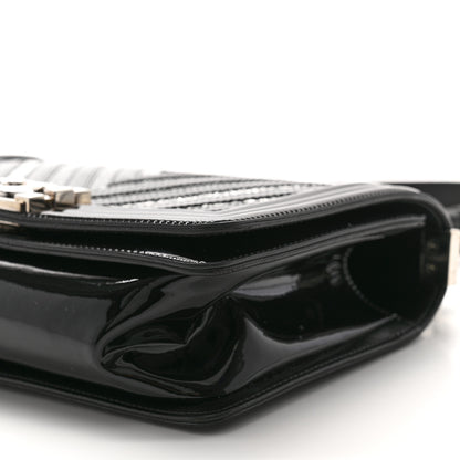 Chanel Patent Glitter PVC Chevron Quilted Medium Boy Flap Black Silver 10 of 11
