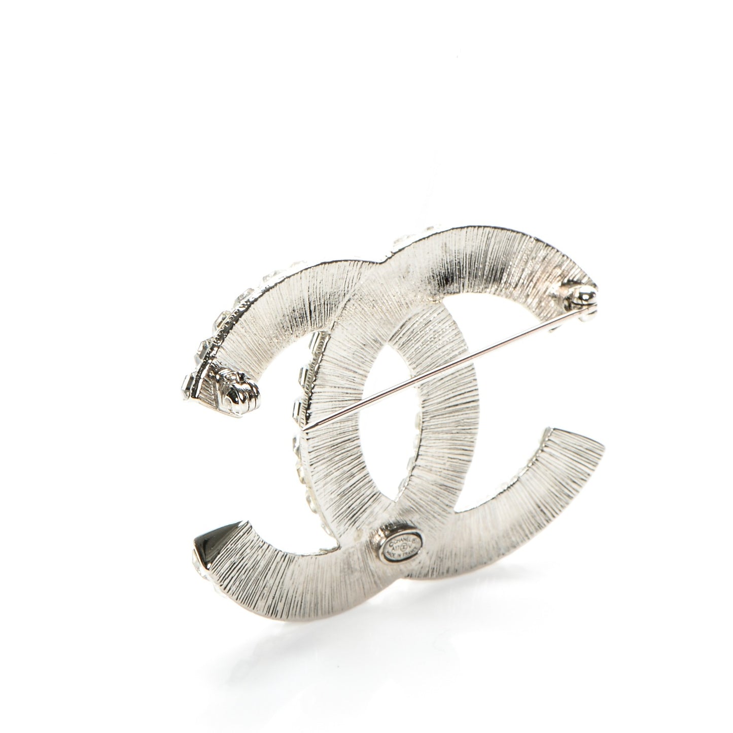Baguette Crystal CC Brooch Silver