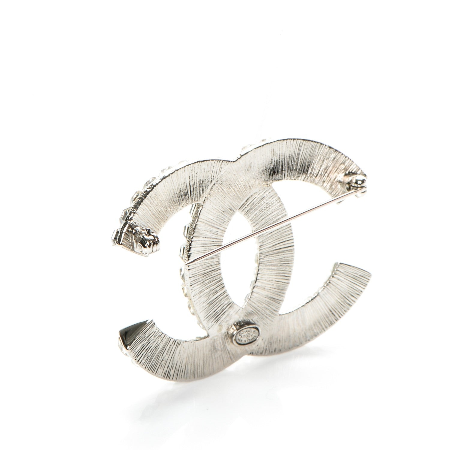 Chanel Baguette Crystal CC Brooch Silver 3 of 4