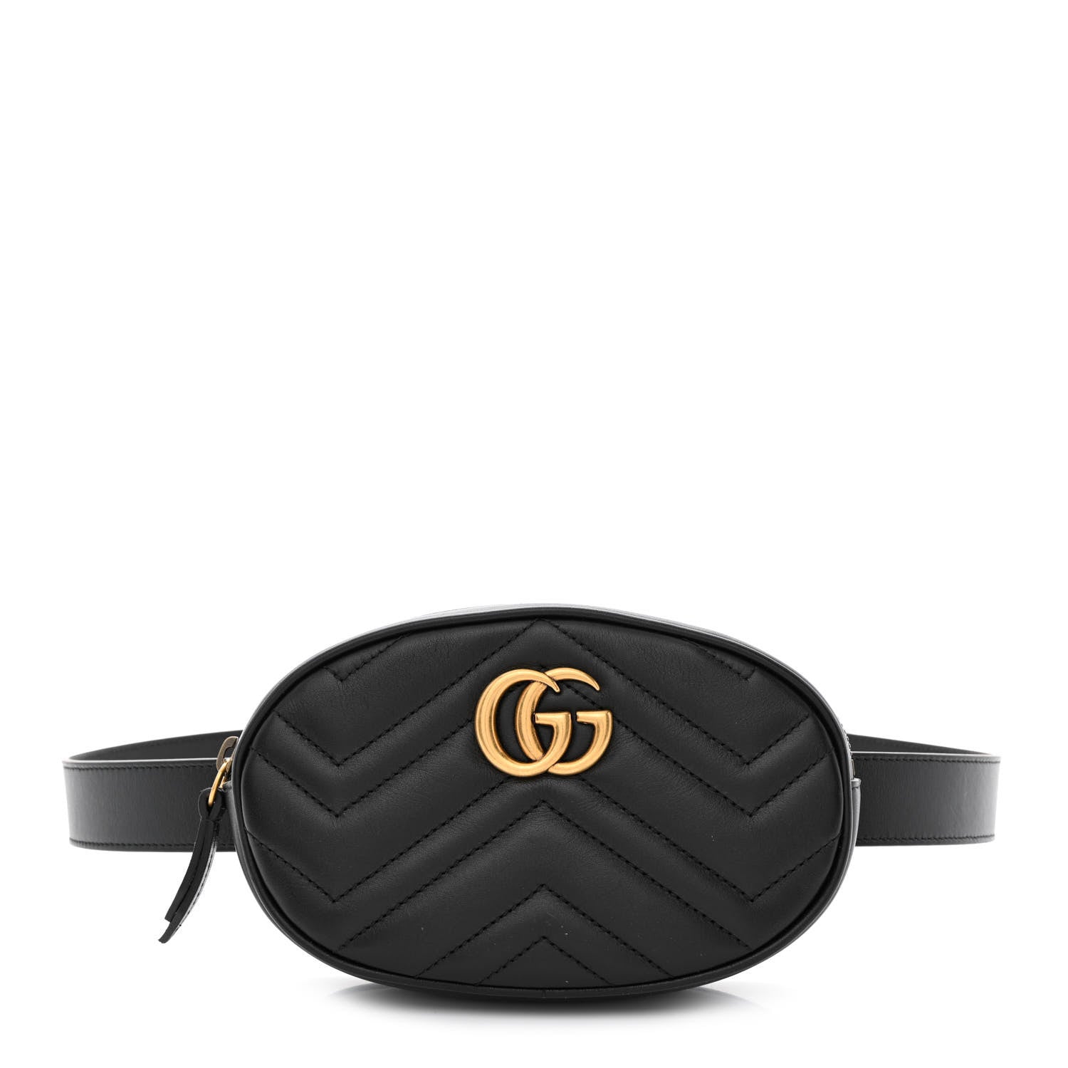 Gucci Calfskin Matelasse GG Marmont Belt Bag 95 38 Black 1 of 12