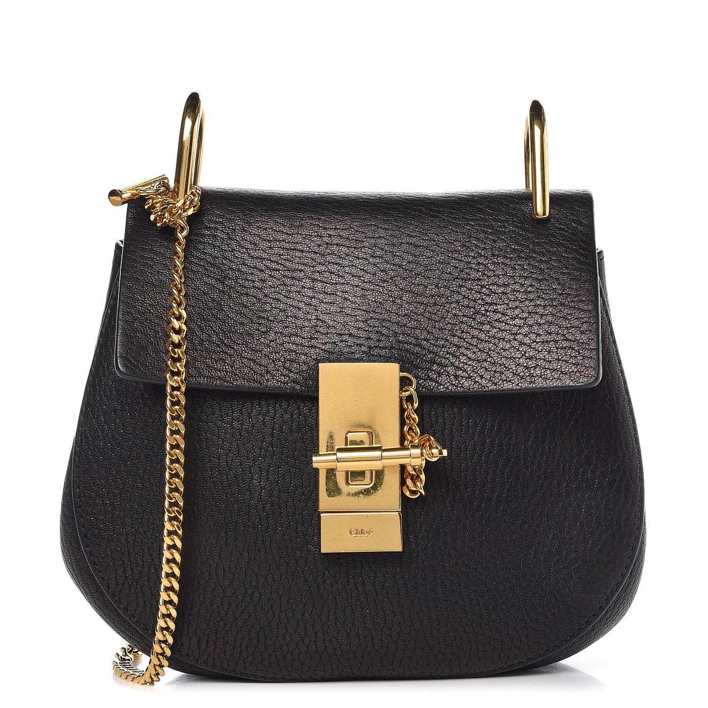 Grained Lambskin Mini Drew Shoulder Bag Black
