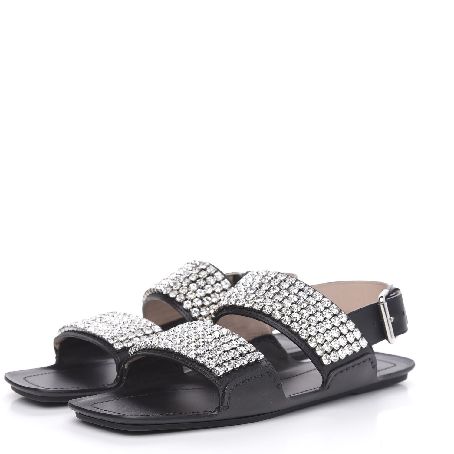 Gucci Napa Crystal Sandal 38 Black 3 of 9