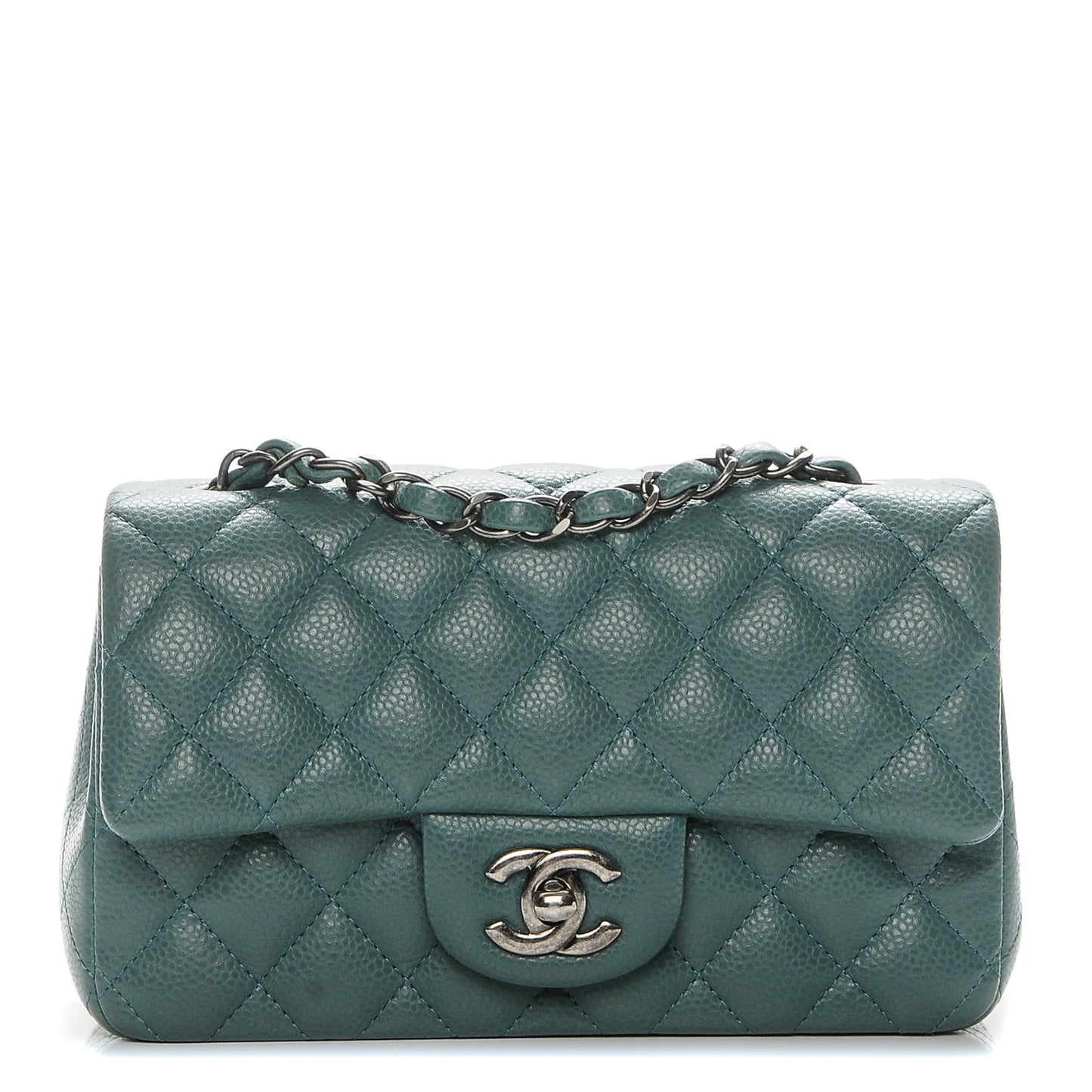 Caviar Quilted Mini Rectangular Flap Green