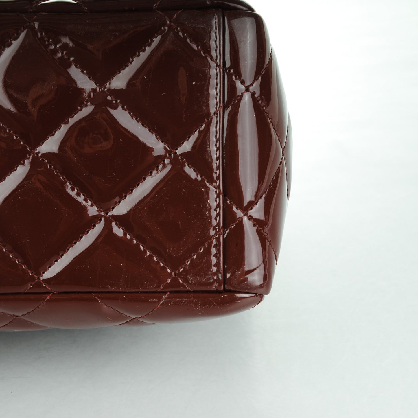 Patent Quilted Maxi Single Flap Dark Red