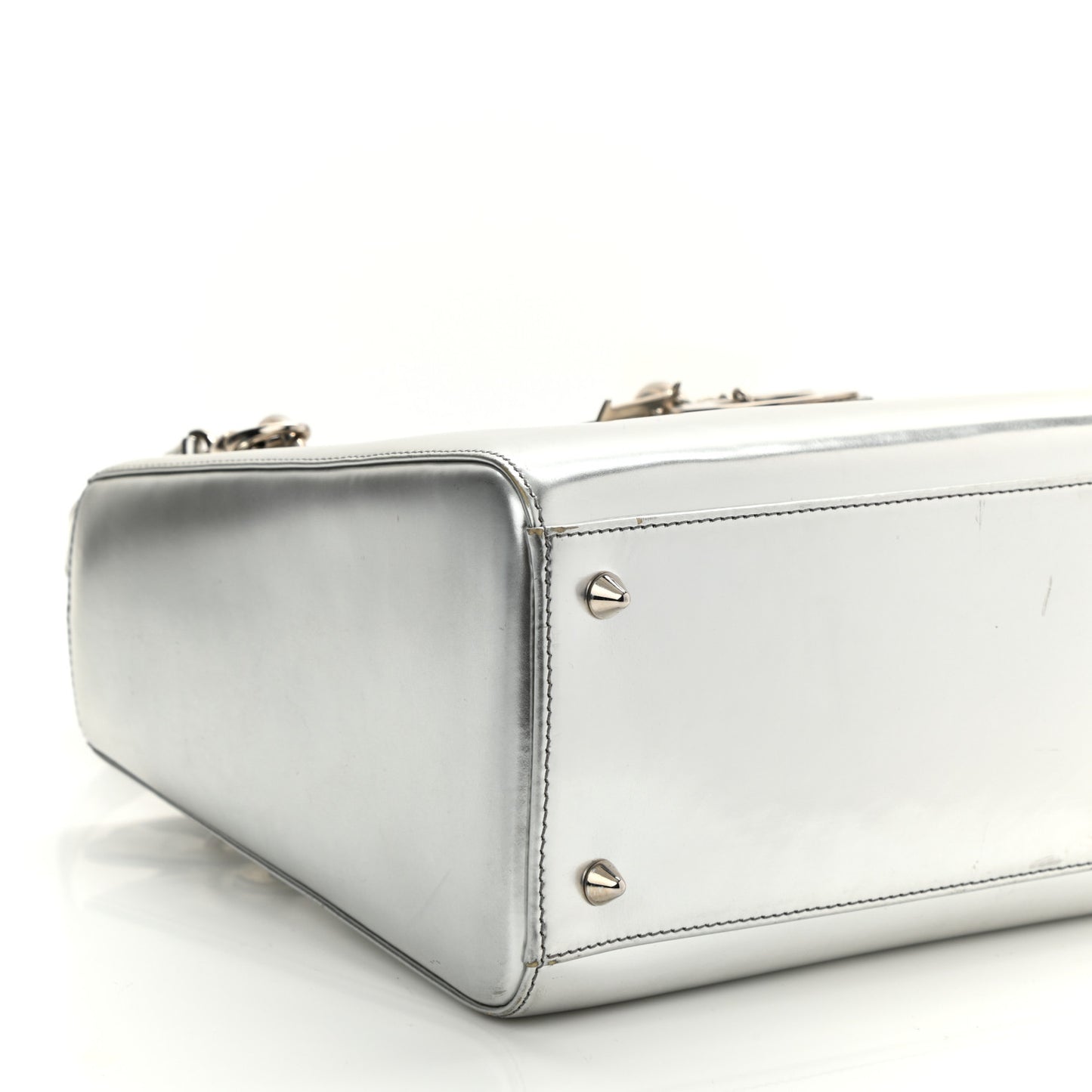 Metallic Patent Calfskin Medium Lady Dior Silver