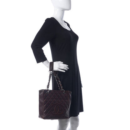 Chanel Calfskin Quilted Petit Shopping Tote PST Brown 2 of 18