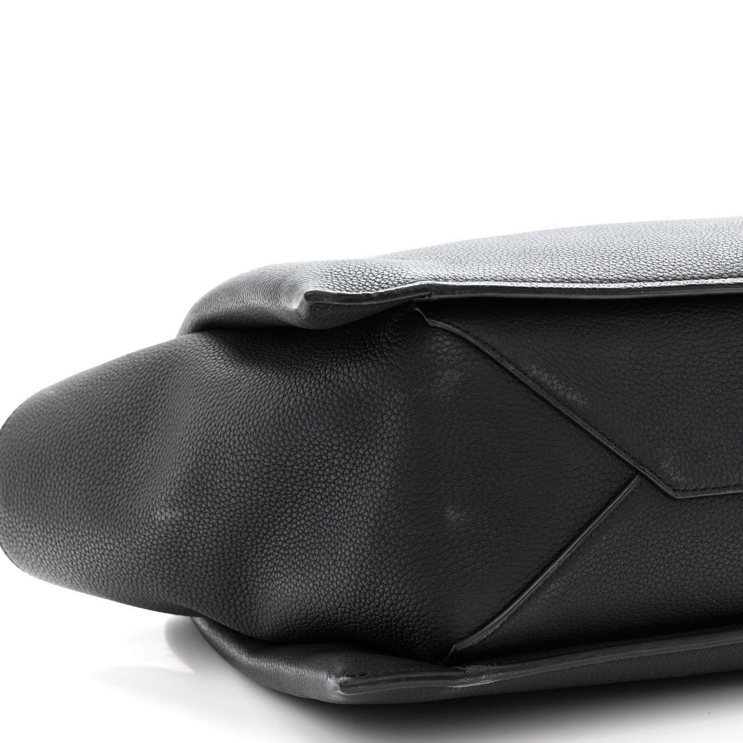 Baby Grained Calfskin Medium Tri-Fold Bag Black