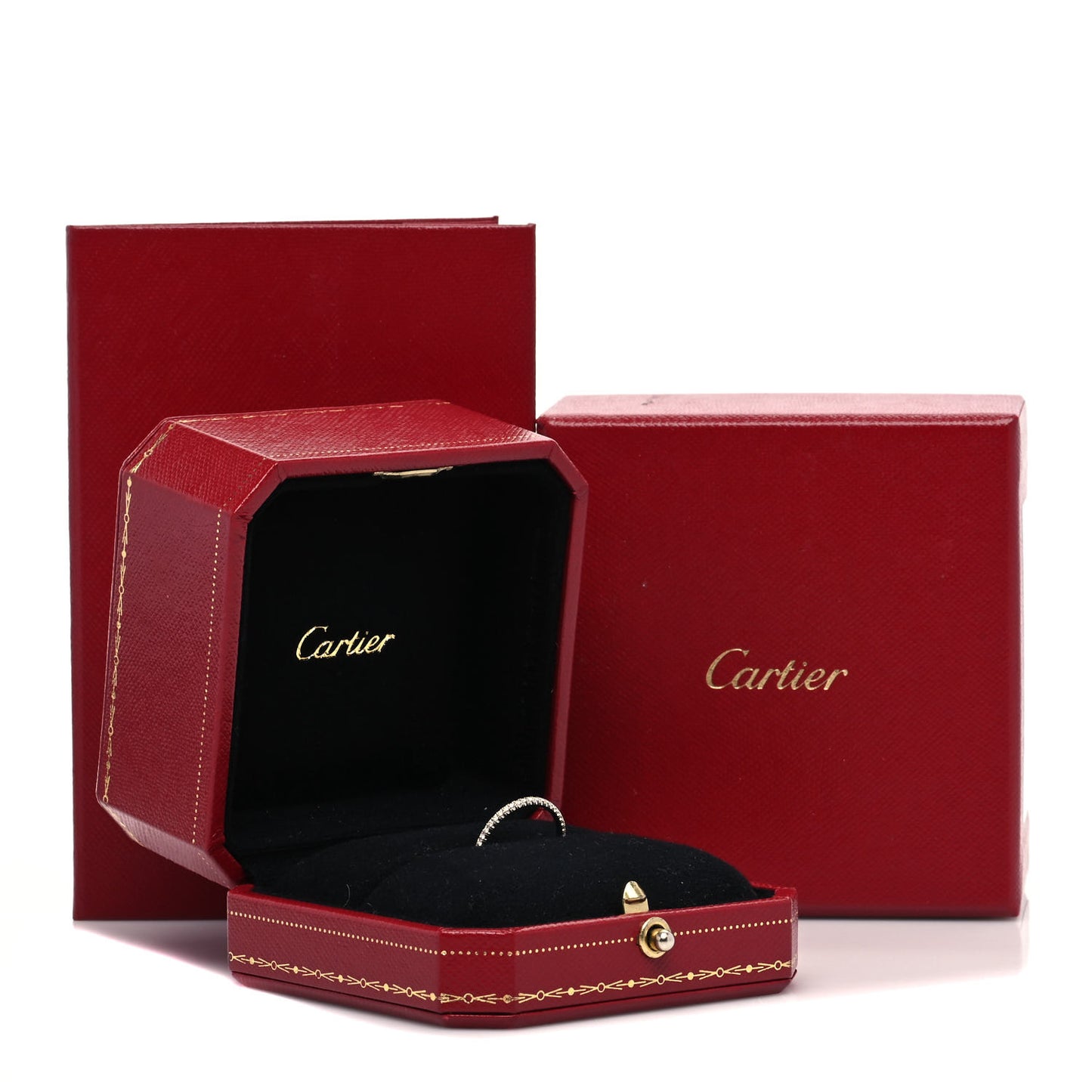 18K White Gold Diamond 1.5mm Etincelle de Cartier Wedding Band Ring 48 4.5