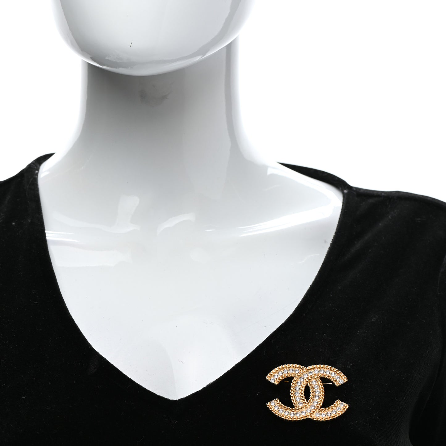 Crystal CC Brooch Gold