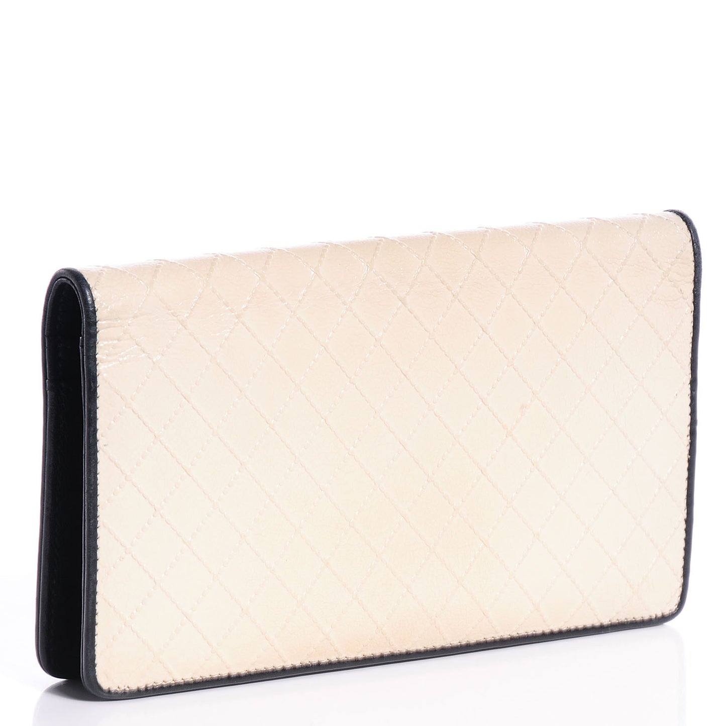Leather Stitched Yen Wallet Light Beige