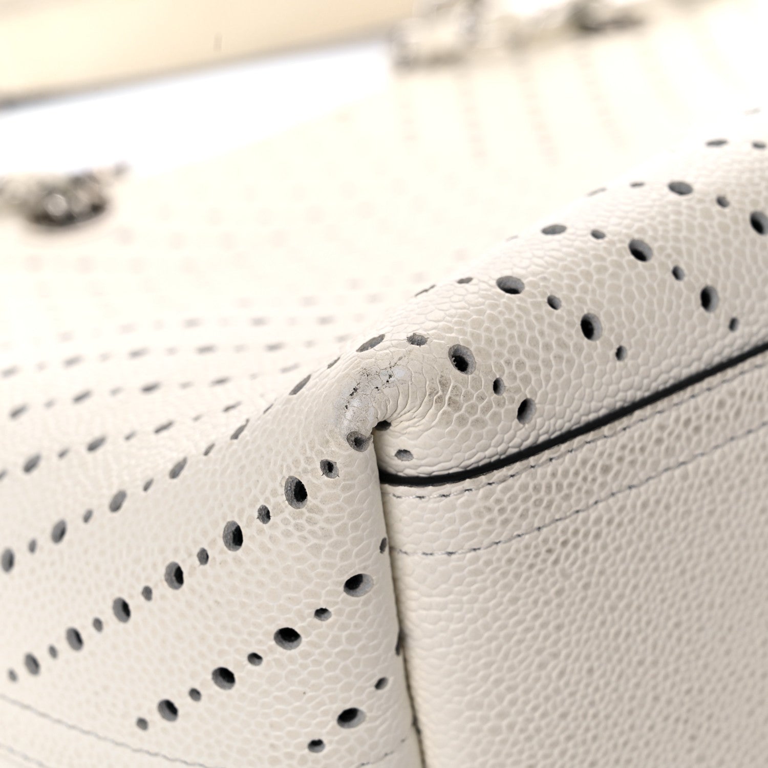 Chanel Perforated Grained Calfskin Small Shopping Tote White 7 of 18
