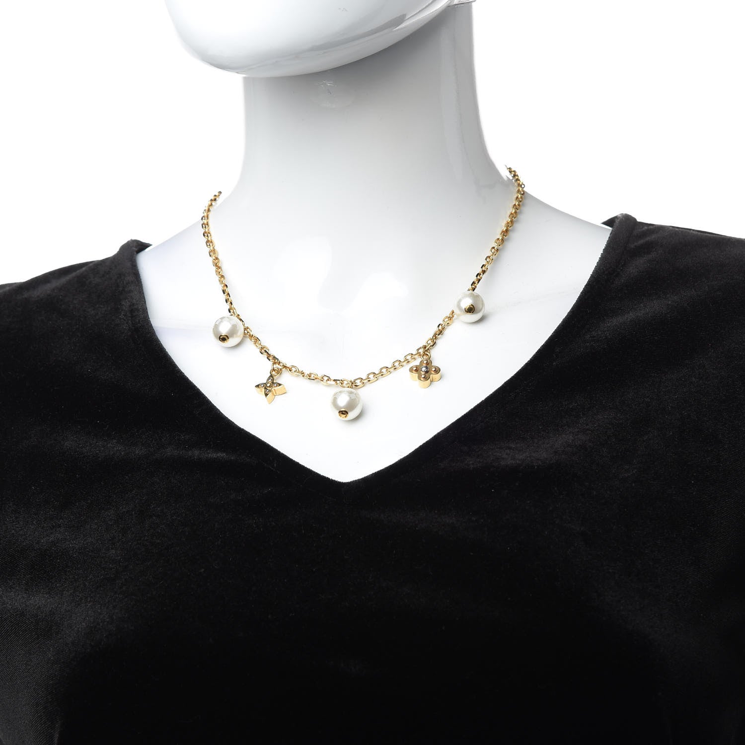 Louis Vuitton Pearl Charmy Necklace Gold 2 of 5