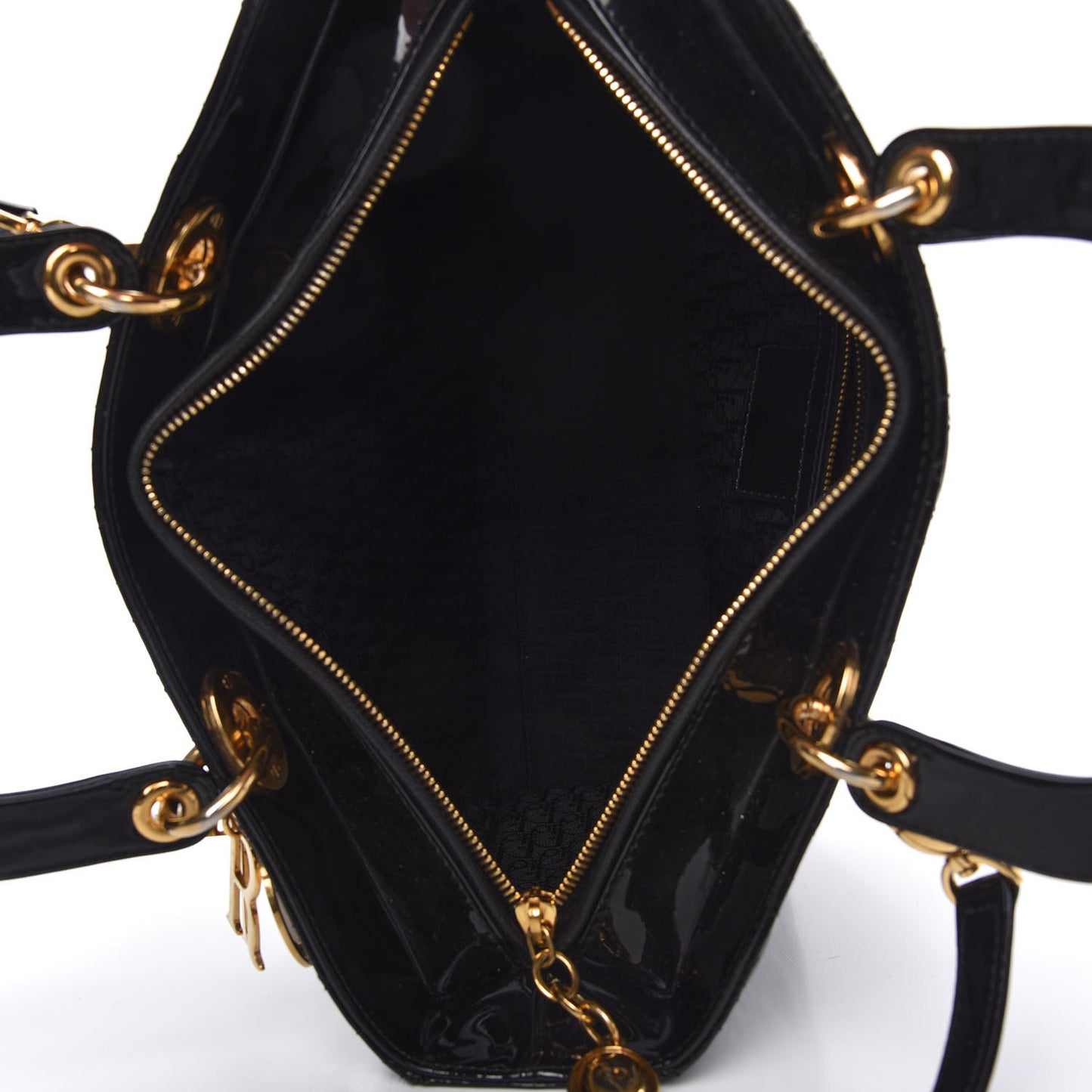 Patent Cannage Large Lady Dior Black