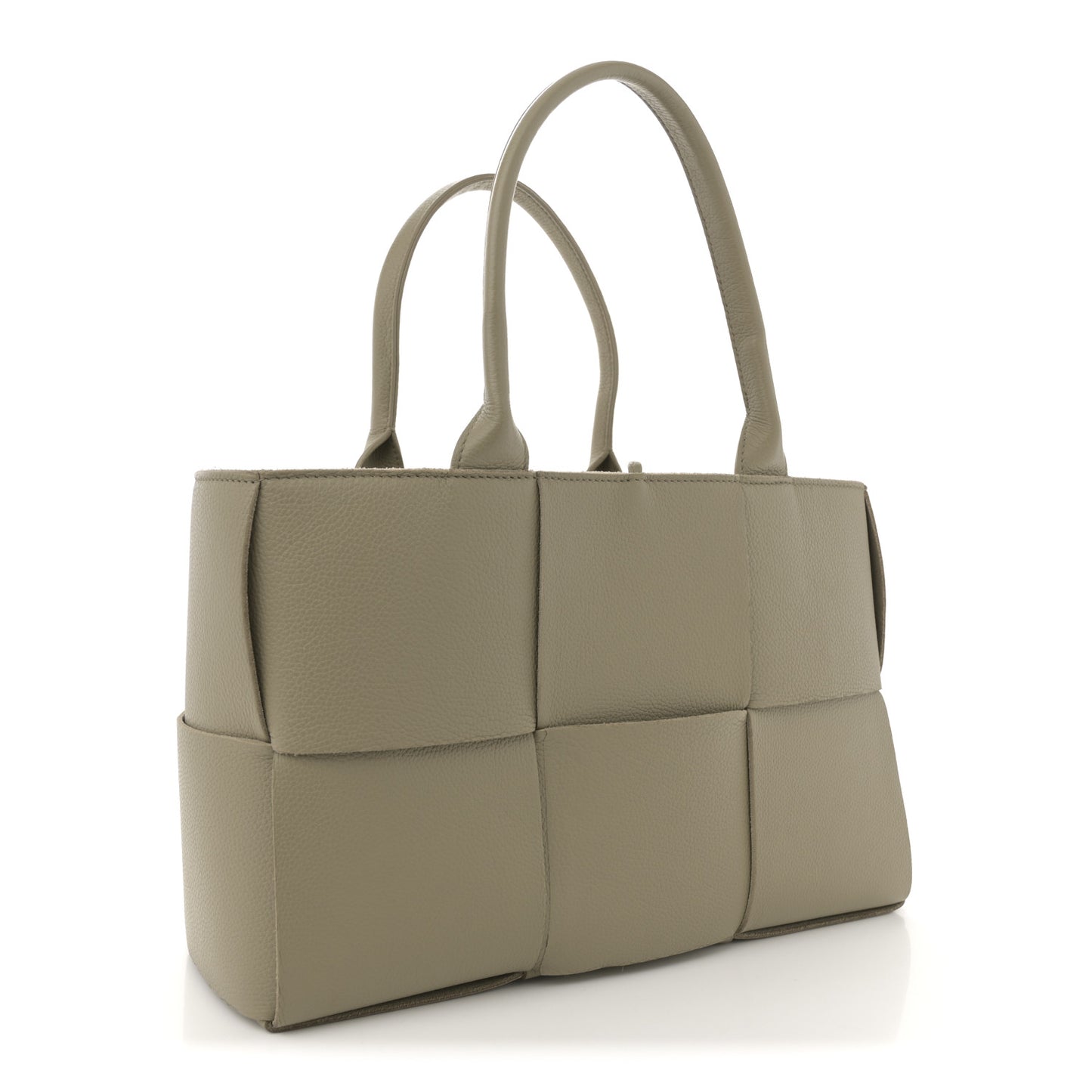 Grained Calfskin Intrecciato Small Arco Tote Taupe