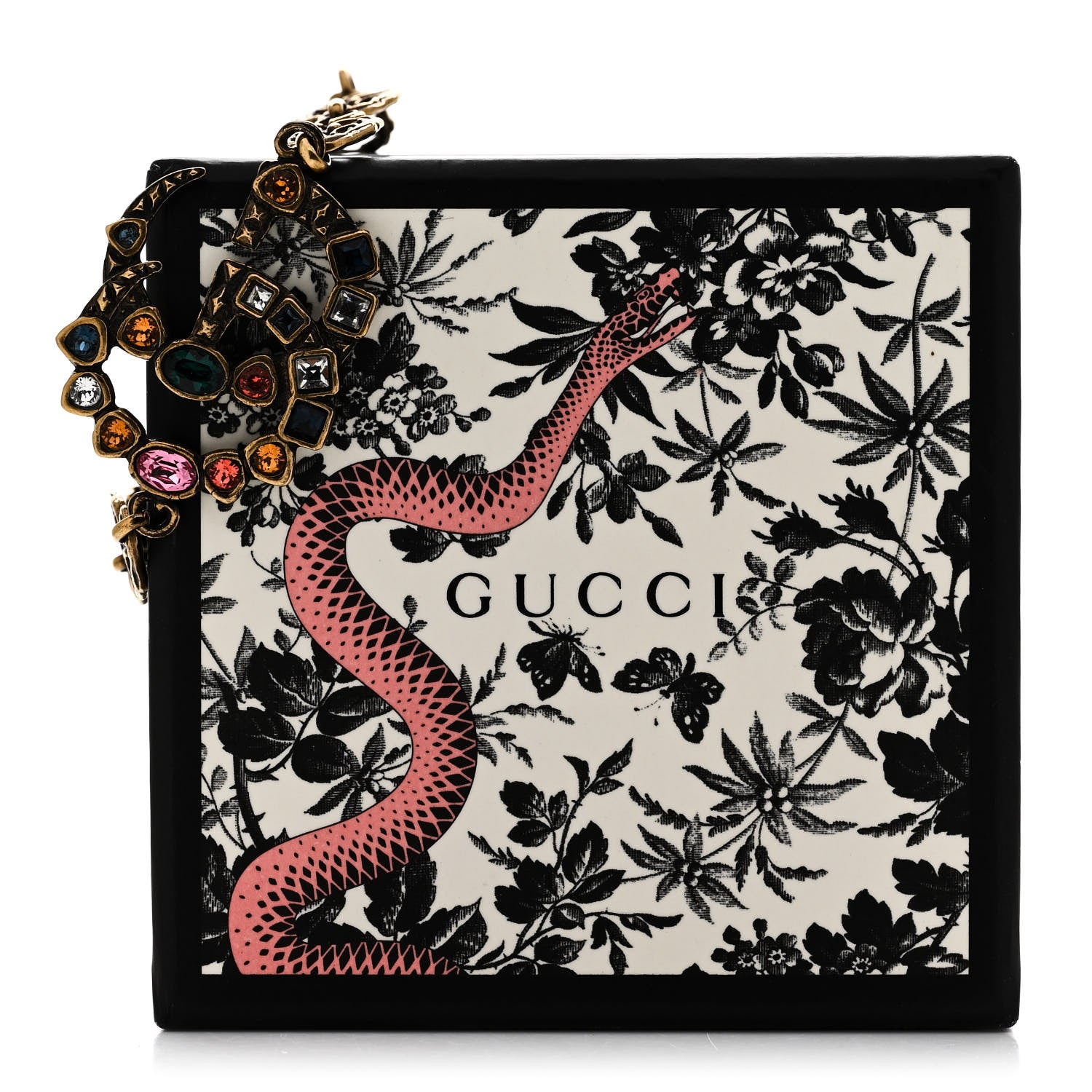 Gucci Oxidized Metal Crystal Double G Bracelet Aged Gold Multicolor 5 of 5