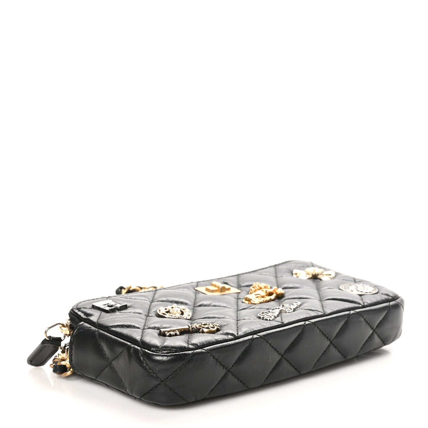 Aged Calfskin Lucky Charms 2.55 Reissue Small Clutch With Chain Black
