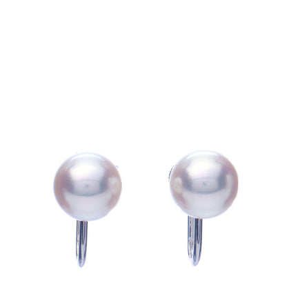 Mikimoto 18K White Gold 8.8mm Akoya Pearl Screw Back Earrings 1 of 5
