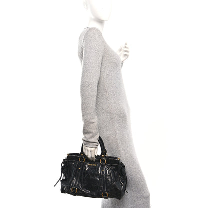 Miu Miu Vitello Lux Gathered Tote Black 2 of 9