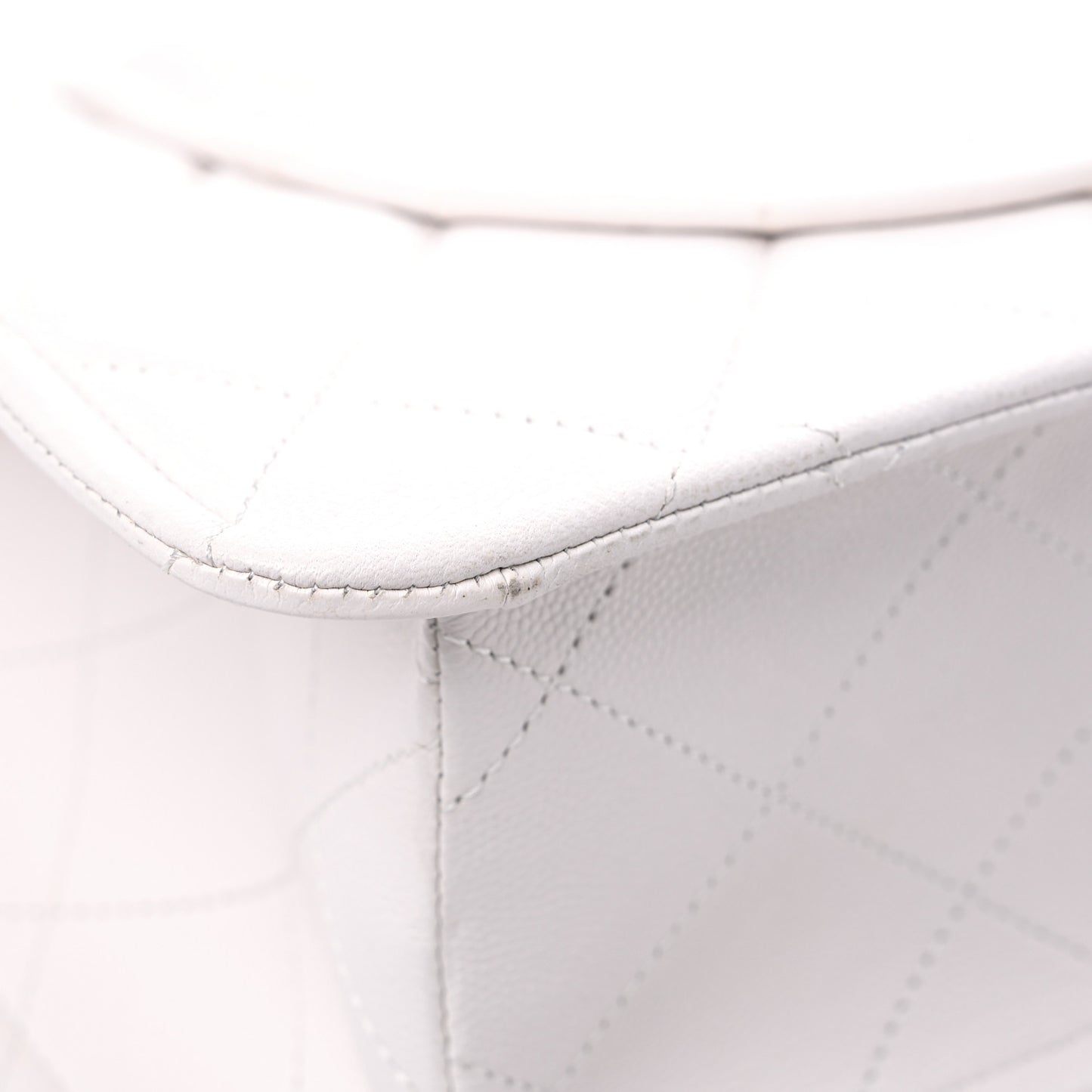 Caviar Quilted Sweet Classic Shopping Tote White