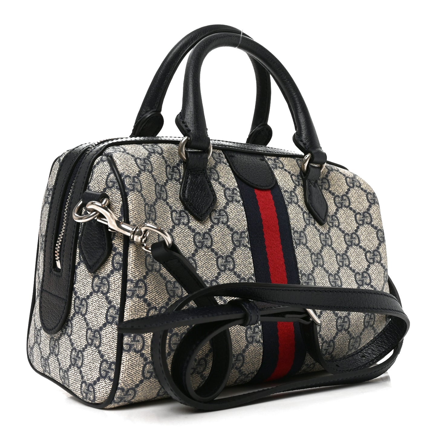 GG Supreme Monogram Web Small Ophidia Top Handle Bag Beige Blue