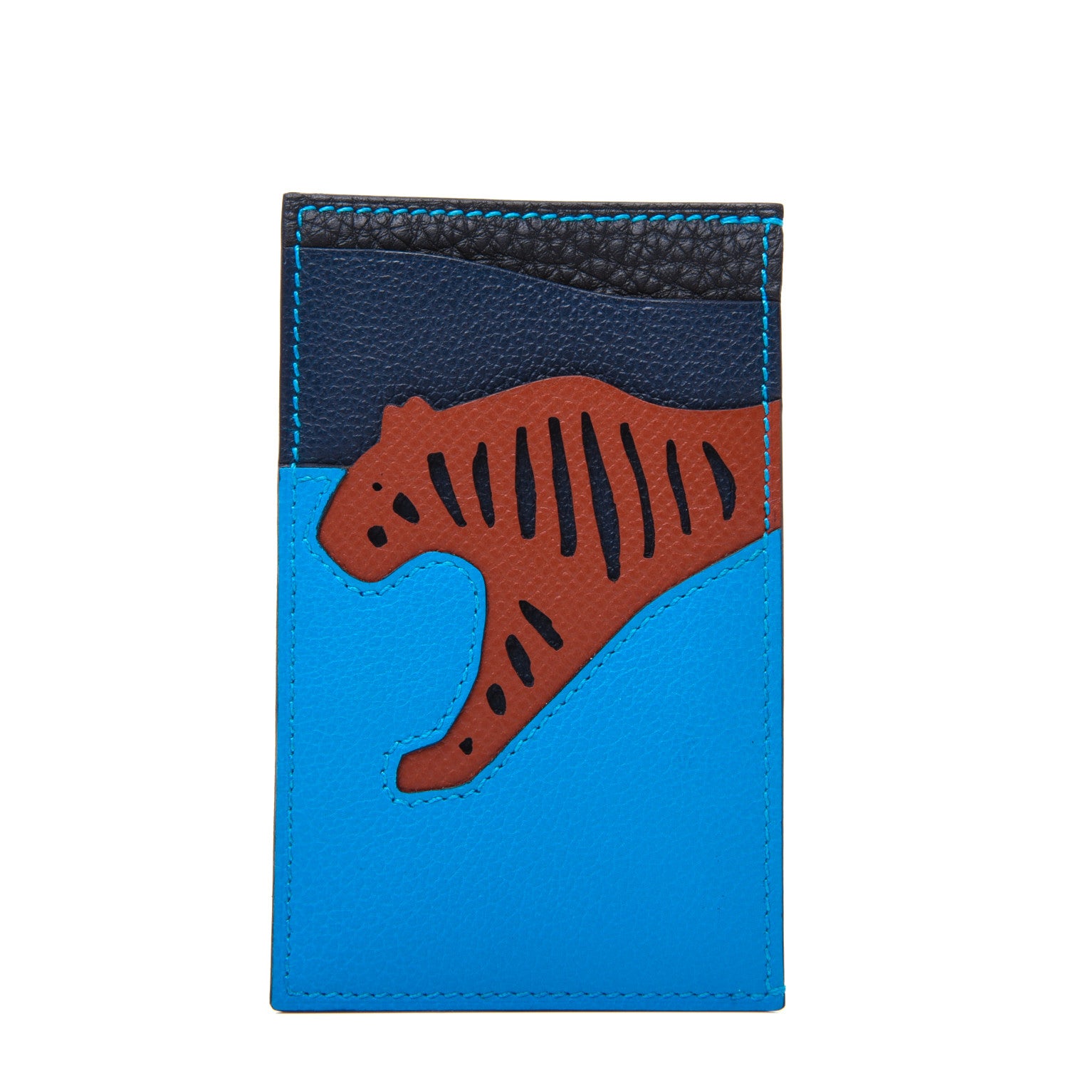 Hermes Evercolor Epsom Togo Rooroo 3CC Card Holder Bleu Frida Brique Bleu Nuit 2 of 12